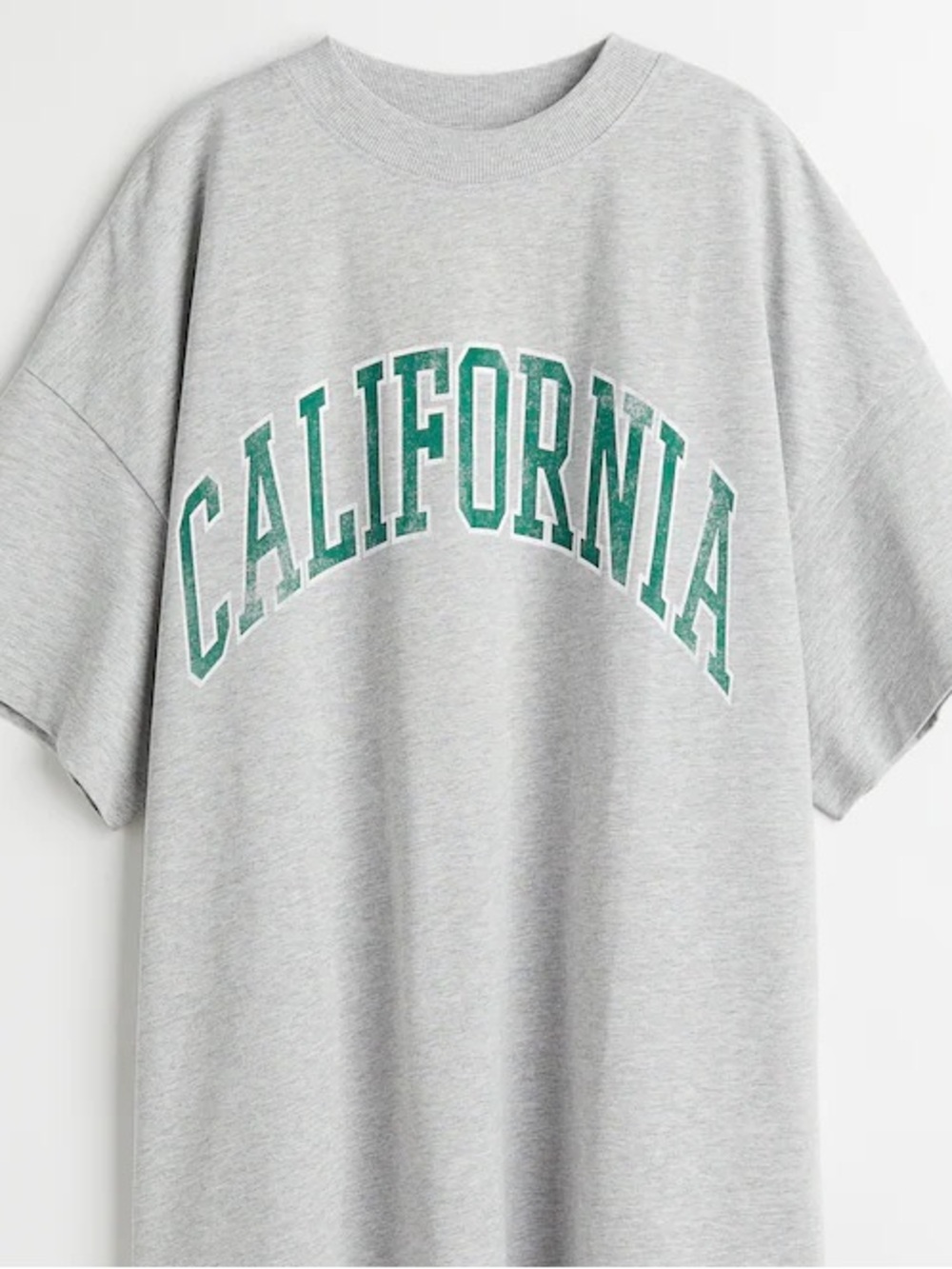 H&M California Arch Graphic Tee - Light Gray with Green Print